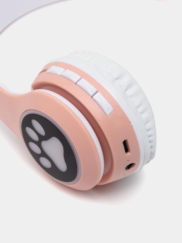 Беспроводные детские наушники Cat Ear, с Bluetooth и светящимися кошачьими ушками, Розовый, фото