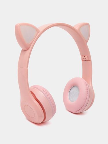Беспроводные Bluetooth наушники с кошачьими светящимися ушками Cat Ear P47 M, Конфетный