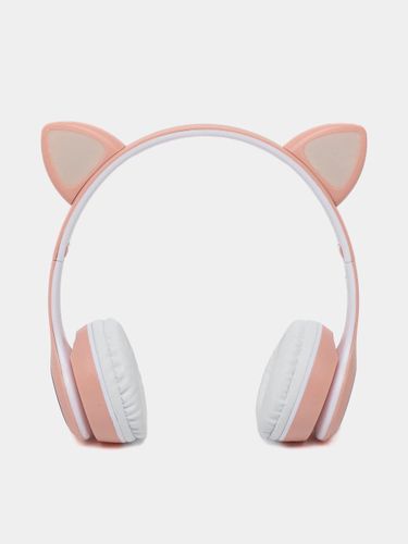 Беспроводные детские наушники Cat Ear, с Bluetooth и светящимися кошачьими ушками, Розовый