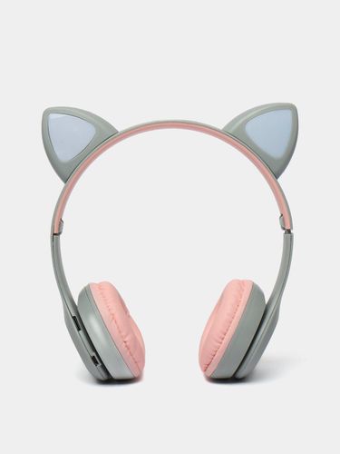 Беспроводные Bluetooth наушники с кошачьими светящимися ушками Cat Ear P47 M, Кремовый, купить недорого