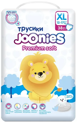 Трусики Joonies Premium Soft 12-17 кг XL, 38 шт