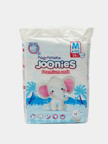 Подгузники Joonies Premium Soft 6-11 кг M, 58 шт