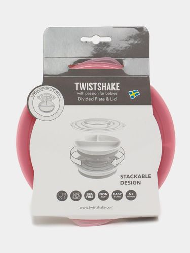 Тарелка с разделителем Twistshake, 220 мл, Розовый, фото № 4