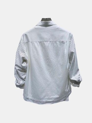 Рубашка хлопковая с длинными рукавами CLZ_21, Синий-Белый, купить недорого