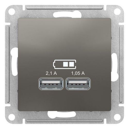 Розетка USB 2-местная Systeme Electric AtlasDesign ATN000933, Стальной, купить недорого