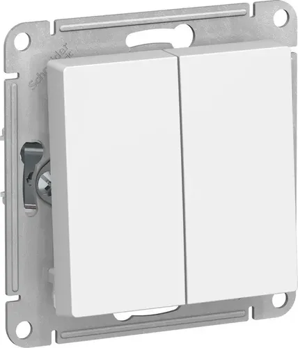 Выключатель двухклавишный проходной Schneider Electric AtlasDesign ATN000165, Белый, купить недорого