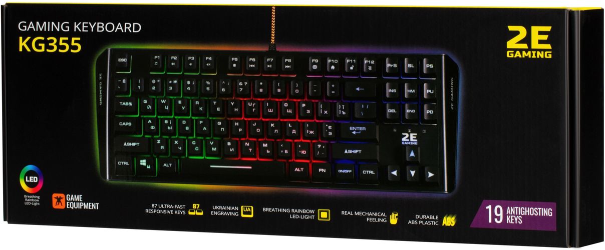 Клавиатура игровая 2E Gaming KG355, Черный, sotib olish