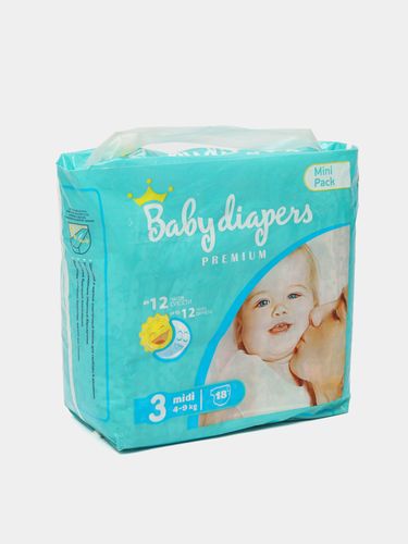 Подгузнкики Baby Diapers №3 (4-9 кг), 18шт, купить недорого