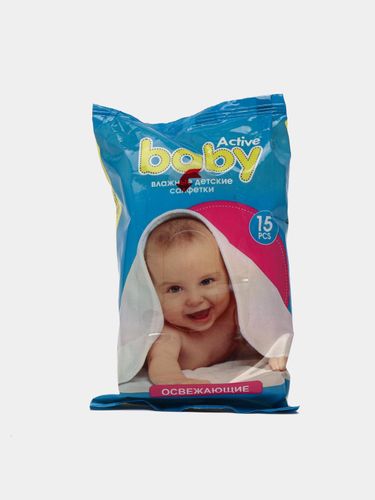 Влажные салфетки для детей Active Baby, 15 шт