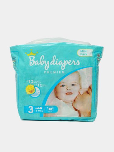 Подгузнкики Baby Diapers №3 (4-9 кг), 18шт