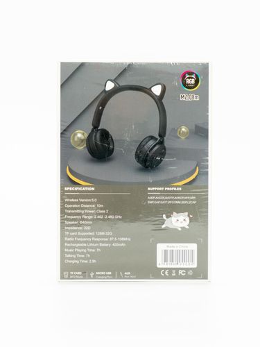 Наушники с ушками Wireless Headset RGB Mz-08, Черный, фото