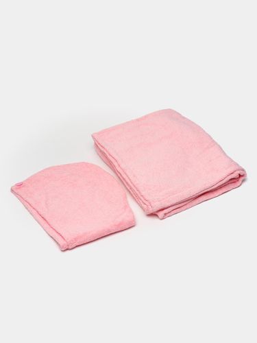 Женское банное полотенце и полотенце для волос Ellos EL-158, 40х28 см, Розовый
