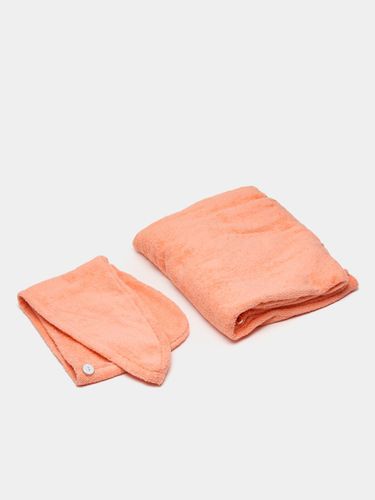 Женское банное полотенце и полотенце для волос Ellos EL-158, 40х28 см, Оранжевый