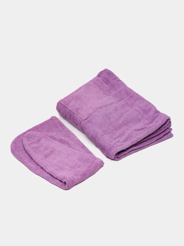 Женское банное полотенце и полотенце для волос Ellos EL-158, 40х28 см, Аметистовый