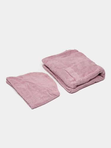 Женское банное полотенце и полотенце для волос Ellos EL-158, 40х28 см, Песочный хаки