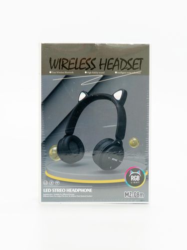 Наушники с ушками Wireless Headset RGB Mz-08, Черный, купить недорого