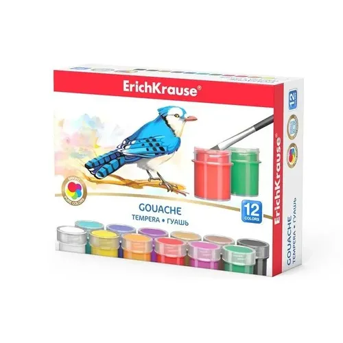 Гуашь Erichkrause Pure Colors, 12 цветов, 20мл