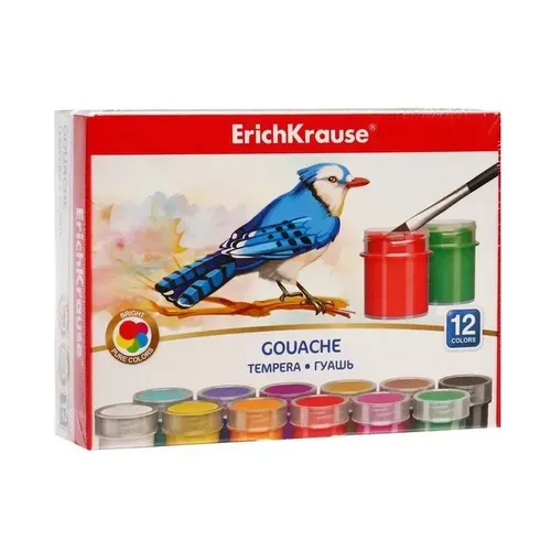 Гуашь Erichkrause Pure Colors, 12 цветов, 20мл, купить недорого