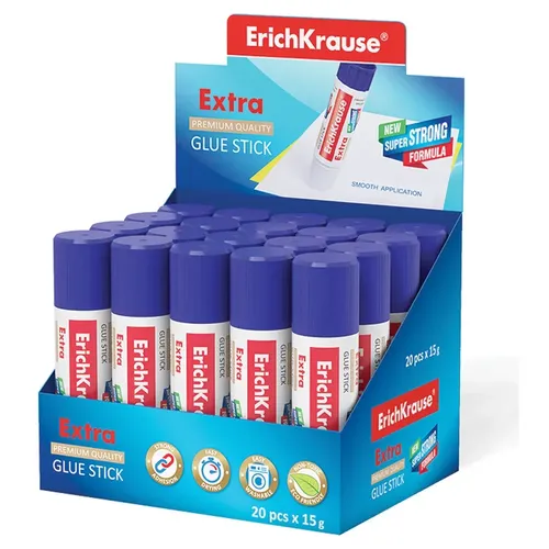 Клей-карандаш Erichkrause Extra, 36 гр, 20 шт, Синий