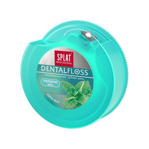 Зубная нить мятная Splat Professional DentalFloss с волокнами серебра, 30 м, купить недорого