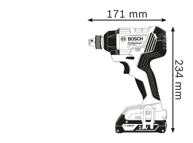 Аккумуляторный гайковерт Bosch GDX 180-Li, 588000000 UZS