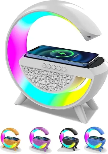 Tungi chiroqli kolonka va telefon zaryadlovchisi Rainbow Light 3 in 1, Oq