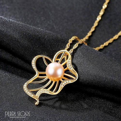 Роскошная подвеска Flowers с розовым жемчугом PearlStore PGM0056-P1