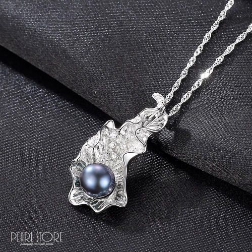 Подвеска Морской лист с черным жемчугом PearlStore PGM0051-B1, купить недорого