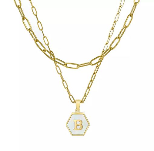 Двойное колье с перламутром Alphabet - B PearlStore YNA056