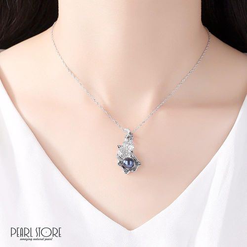 Подвеска Морской лист с черным жемчугом PearlStore PGM0051-B1, фото