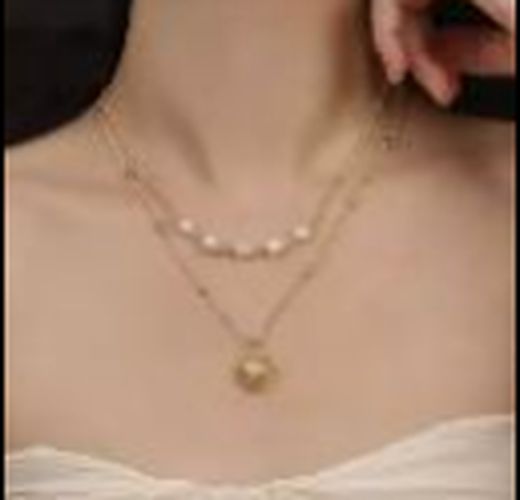 Жемчужное колье из ювелирной стали love heart PearlStore YNA093-W1