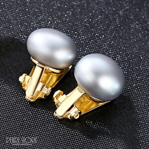 Серьги-клипсы с серым жемчугом PearlStore PGM0033-G1