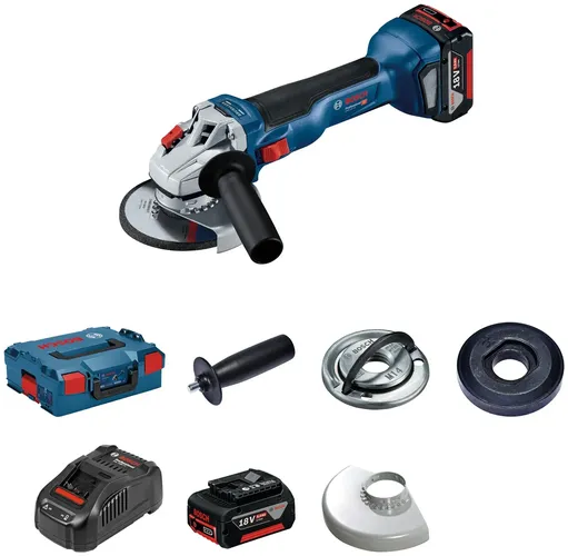 Аккумуляторная угловая шлифмашина Bosch GWS 18V-10, 2x5 Ah, купить недорого