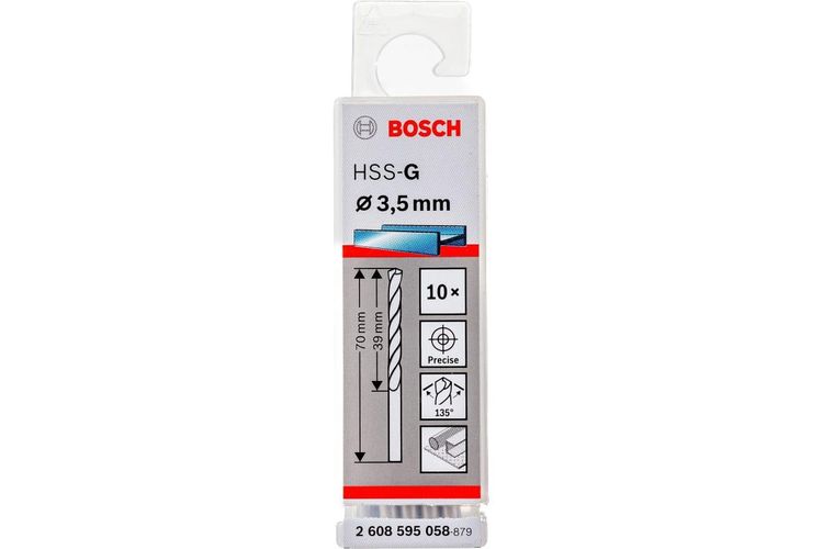 Сверло по металлу Bosch HSS-G 3.5 мм, 10 шт, в Узбекистане