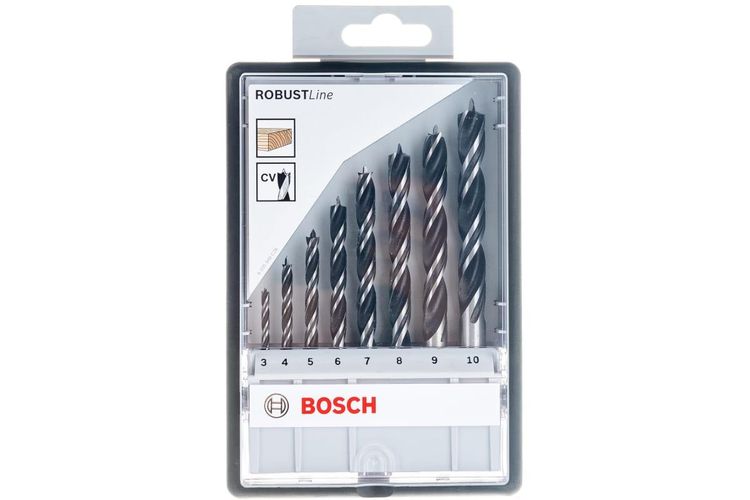 Набор из 8 спиральных сверл по древесине Bosch Robust Line, 3–10 мм