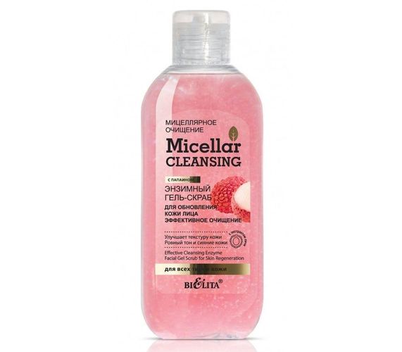 Yuz uchun gel skrab Bielita Micellar cleansing fermentli samarali tozalash, 200 ml