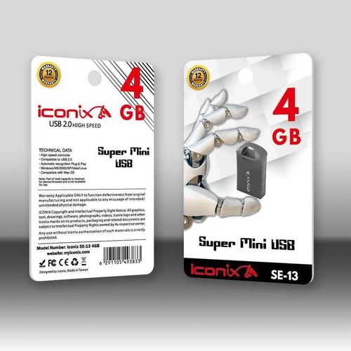 Fleshka Iconix ix 13 Usb 4 GB 2.0, Qora, купить недорого