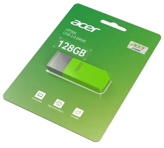 Флешка Acer Usb UP200 128 GB, Черно-зеленый, купить недорого