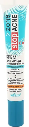 Крем для лица Bielita Acne двойной контроль против прыщей и жирного блеска, 20 мл