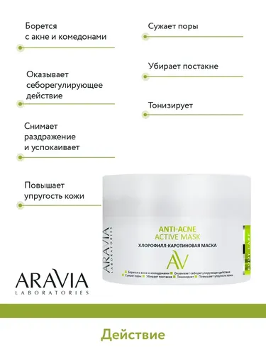 Хлорофилл-каротиновая маска Anti-Acne Active Mask, 150 мл, фото