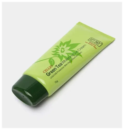 Солнцезащитный крем с зеленым чаем Cellio Green Tea Whitening Sun Cream SPF 50, 70 мл, в Узбекистане