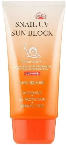 Солнцезащитный крем с улиточным муцином Jigott Snail Uv Sun Block Cream Spf50+, 70 мл