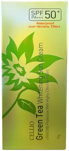 Солнцезащитный крем с зеленым чаем Cellio Green Tea Whitening Sun Cream SPF 50, 70 мл, купить недорого