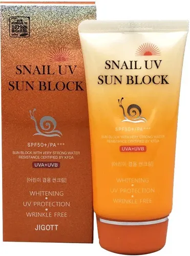 Солнцезащитный крем с улиточным муцином Jigott Snail Uv Sun Block Cream Spf50+, 70 мл, купить недорого