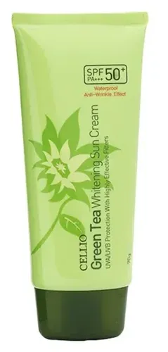 Солнцезащитный крем с зеленым чаем Cellio Green Tea Whitening Sun Cream SPF 50, 70 мл
