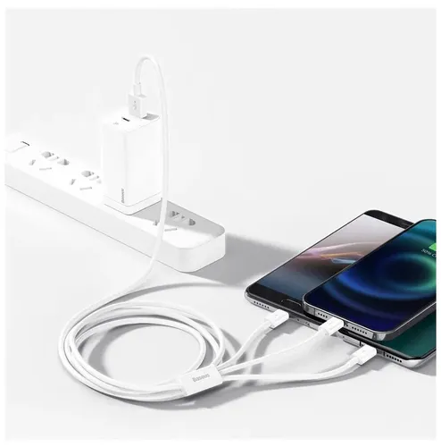 Мультифункциональный кабель Baseus 3 в 1 Fast Charging Cable, Белый, купить недорого