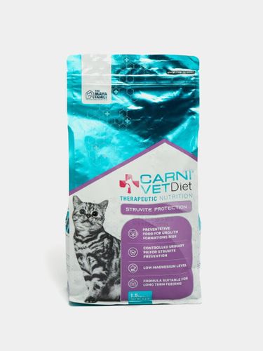 Mushuklar uchun dorivor yem MAYA FAMILY CarniVetDiet struvite protection, 1.5 kg, arzon