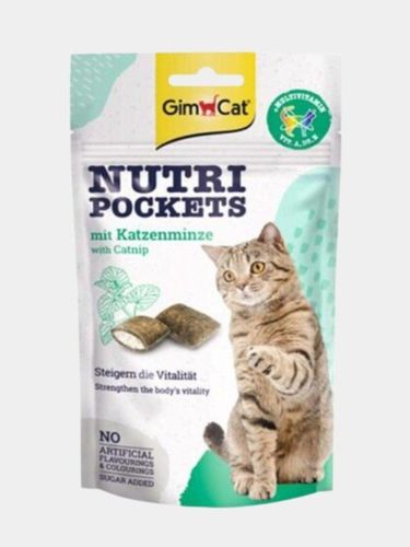 Подушечки для кошек с мятой GimCat Nutri Pockets Menta Gatuna, 60 г, фото