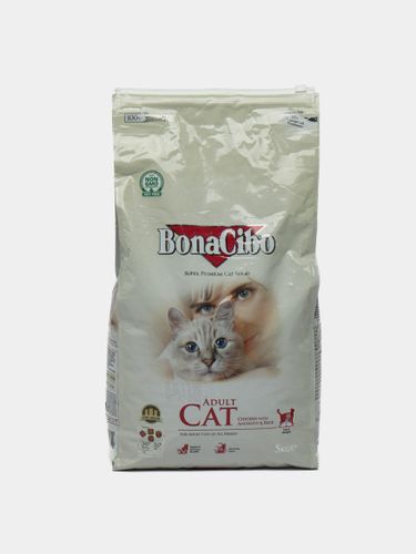 Сухой корм BonaCibo Adult Cat Chicken & Rice курица анчоусы рис, 5 кг