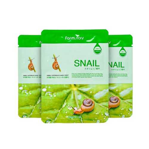 Farmstay Snail yuz uchun matoli niqobi, 3 dona